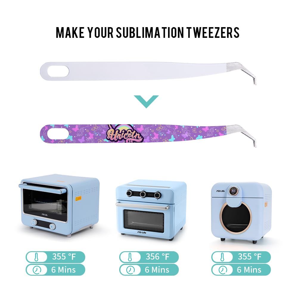 PYD Life 10 Pack Sublimation Vinyl Tweezers White Blanks 5.7" x 0.47" for Craft Customized Patterns Names LOGO,Craft Weeder Vinyl Tools and Accessories for Cricut Cameo 5 DIY Projects PYD Life