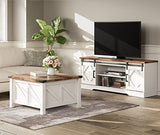 WAMPAT Modern Farmhouse Coffee Table, Square Wood Center Table with Gas Struts Lift-Top for Extra Large Hidden Storage, Metal Bracket Corner, Z-Shaped, White WAMPAT