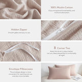 MILDLY Muslin Duvet Cover Twin - 100% Washed Cotton Linen Like Gauze Comforter Cover 2 Pieces Breathable & Lightweight for All Season MILDLY
