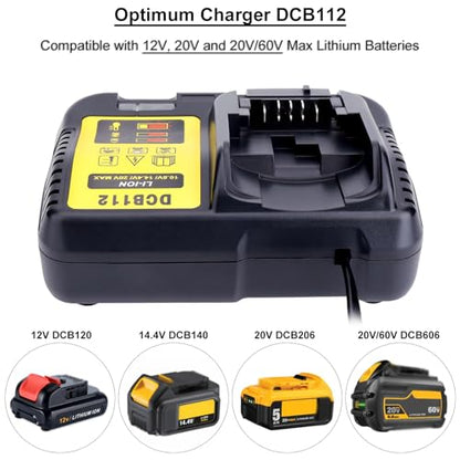 Biswaye DCB112 DCB115 20V Max Charger Charges All DCB201 DCB204 DCB606 DCB609 DCB207 DCB206 DCB203 DCB200 DCB120 DCB127 12V Max, 20V Max and 60V Max Li-Ion Cordless Tool Battery Packs - WoodArtSupply