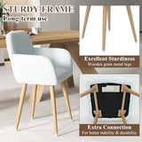 GOOLON Home Office Desk Chair Set of 1, Corduroy Fabric Vanity Chair for Makeup with Hollow Backrest, Comfy Armchair Wood Frame with Strudy Metal Legs, Light Blue GOOLON