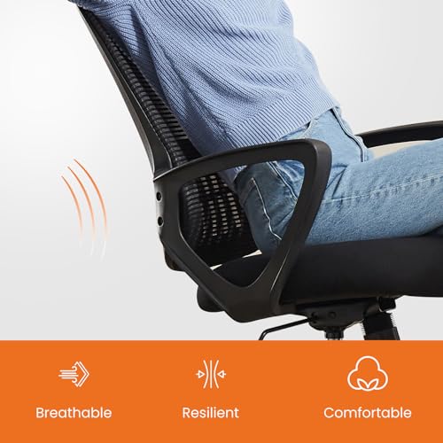 Sweetcrispy Ergonomic Mid-Back Mesh Home Office Desk Chair with Wheels, Lumbar Support, and Comfortable Armrests for Home, Bedroom, Study, Office Sweetcrispy