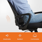 Sweetcrispy Ergonomic Mid-Back Mesh Home Office Desk Chair with Wheels, Lumbar Support, and Comfortable Armrests for Home, Bedroom, Study, Office Sweetcrispy