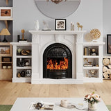 BLANKSPACE 80 Inch Electric Fireplace with Mantel, Tv Stand with Black Birdcage Fire Place Heater and Carved Square Column Design Design for Living Room, Bedroom BLANKSPACE