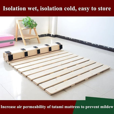 LOBOTOU Floor Bed Frame King Size, Breathable Moisture-Proof Bed Plate, Wood Roll-Type Slatted Bed Japanese Futon Mattress, Floor Sleep Bedding (King) LOBOTOU