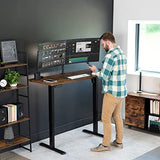 VIVO Electric Height Adjustable 60 x 24 inch Memory Stand Up Desk, Rustic Vintage Brown Solid One-Piece Table Top, Black Frame, Standing Workstation with Preset Controller, 1B Series, DESK-KIT-1B6N VIVO