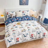 Dinosaur Kids Duvet Cover Set Twin, 100% Cotton Dino Truck Car Bedding Set for Boys Girls Toddler, 2 Pieces Reversible Dinosaur Comforter Cover Set (1 Duvet Cover+1 Pillowcase) DJY