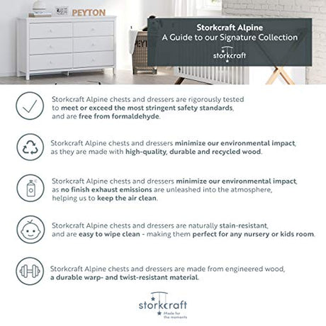 Storkcraft Alpine 6-Drawer Dresser (Pebble Gray) – GREENGUARD Gold Certified, Gray Dresser for Bedroom, Kids & Nursery Storage Drawers, Safety Interlocking Drawers, Pre-Installed Tracks, Kids Bedroom Storkcraft