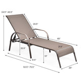 Giantex 2 Pack Patio Lounge Chair, Outdoor Chaise Lounge with 5 Adjustable Backrest, Sturdy Steel Frame, Sunbathing Recliner, Beach Chair, Tanning Chair for Outside, Yard, Balcony, Pool Chairs, Brown Giantex