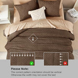 Litanika Brown Queen Comforter Set, 3 Pieces Tufted Boho Farmhouse Bedding Comforter Sets, Lightweight Fluffy Comforter Bed Set for All Season (90x90In Comforter and 2 Pillowcases) Litanika