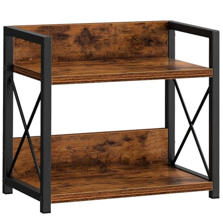 Giikin Countertop Shelf Organizer, 2 Tier Kitchen Spice Rack Organizer for Countertop, Wood Coffee Counter Shelf Organizer for Home (Brown, S) Giikin