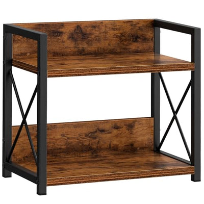 Giikin Countertop Shelf Organizer, 2 Tier Kitchen Spice Rack Organizer for Countertop, Wood Coffee Counter Shelf Organizer for Home (Brown, S)
