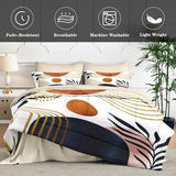 WeCozy 7 Pcs Queen Size Comforter Set with 2 Pillowcases & 2 Shams, Mid Century Bedding for Adults, Sun Boho Geometric Rainbow Bed in a Bag with Flat Fitted Sheet WeCozy