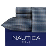 Nautica - Full Sheets, Premium Cotton Percale Bedding Set, Plaid Home Decor, Oeko-Tex Certified (Reece Plaid Navy, Full) Nautica
