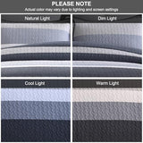 DUOHONG 100% Cotton Quilt Set Queen Size, Queen Quilt Bedding Set, Striped Pattern Quilt Bedspread for Queen Bed, Modern Minimalist Bed Spread Lightweight Comforter, 3Pcs, Charcoal-Blue/Gray/White DUOHONG
