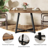 Tribesigns Square Commercial Dining Table Set of 6, 31.5" Heavy Duty Dinner Table with Metal Base, Wooden Kitchen Table for Restaurant, Cafe, Bakery, School, Apartment, Rustic Brown & Black Tribesigns