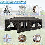 CFATLFRM 10x30 Black Party Tent Outdoor Canopy Waterproof Heavy Duty Wedding Event Tents for Parties with 8 Removable Sidewalls Perfect for Holiday Birthday Gatherings BBQ Backyard Patio CFATLFRM