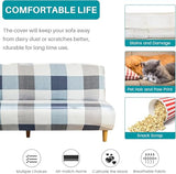 ele ELEOPTION Armless Sofa Bed Cover Stretch Slipcover Folding Couch Cover Futon Covers Full Size Furniture Protector Grid Print Color ele ELEOPTION