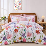 Annibedding Pink Floral Queen Comforter Set, 8 Piece Soft Microfiber Flower Bed in a Bag Bedding Set with Pillowcase and Sheets for All Season (90"x90") Anibedding