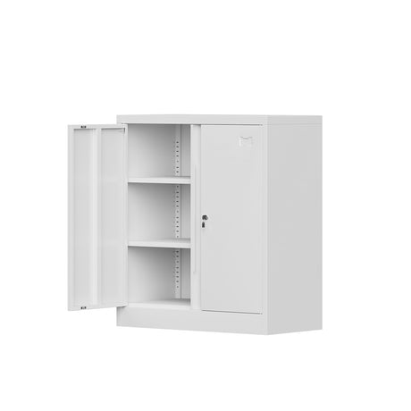 Coolsun Metal Storage Cabinet, Garage Storage Cabinet with Doors and 2 Adjustable Shelves, 36" White File Cabinet, Locking Cabinet for Home,Garage,Office,School (White, 36 inch) Coolsun