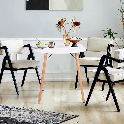 FurnitureR Dining Table Oval 47.2 Inch for 4-6 Person, Stylish Leisure Table Functional Table with Wooden Legs for Home Kitchen, Cafés, Small Places, White FurnitureR