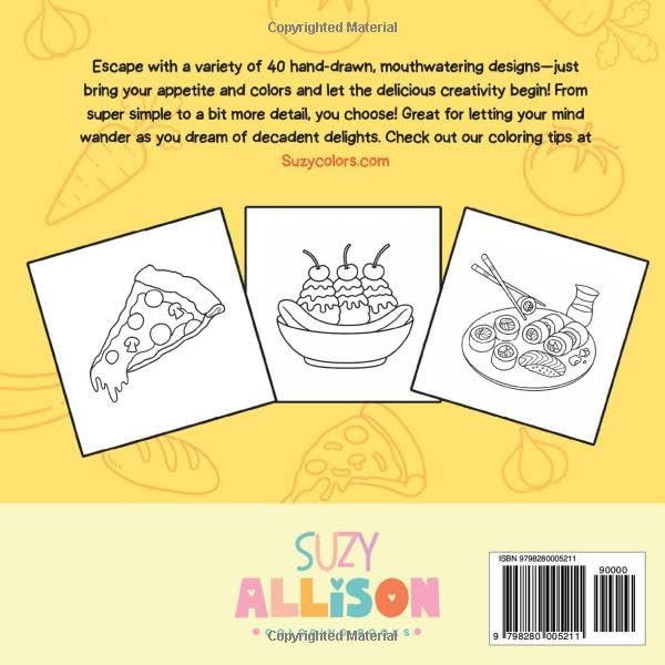 Things We Eat: Simple & Fun Food Coloring Book for Adults and Teens, Featuring a Variety of Hand-Drawn Foods and Treats for Creative Fun and Relaxation WoodArtSupply