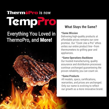 TempPro TP19H Waterproof Digital Meat Thermometer with Ambidextrous Backlit and Motion Sensing Cooking Food Thermometer for BBQ Grill Smoker Oil Fry Candy Thermometer (Previously ThermoPro) TempPro