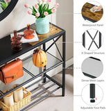 Hoctieon Industrial Console Table, 3 Tier Entryway Table, Hallway Table, Narrow Sofa Table with Shelves, Entrance Table for Entryway, Rustic Brown&Black Hoctieon