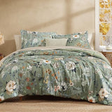 CASAAGUSTO King Size Comforter Set - 7 Pieces Green Floral Bedding Sets, King Bed in a Bag with Botanical Butterfly Comforter, Sheets, Pillowcases & Shams for All Seasons CASAAGUSTO