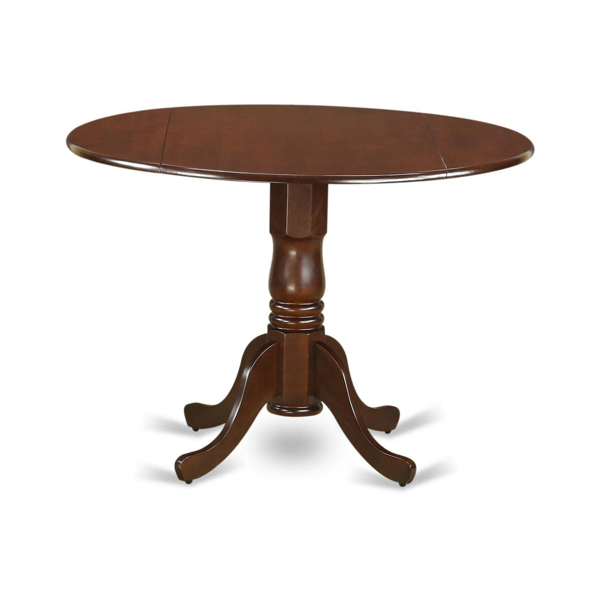 East West Furniture DLCA5-MAH-W Dublin 5 Piece Set Includes a Round Dining Room Table with Dropleaf and 4 Wood Seat Chairs, 42x42 Inch, Mahogany East West Furniture
