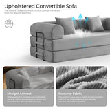 SAVENICA 79" Convertible Floor Sofa Bed, 5-in-1 Modular Sleeper with Removable Parts, No Assembly Corduroy Futon from Sofa to Oversized Bed, Non-Slip Base for Living Room, Dorm (Light Gray) SAVENICA