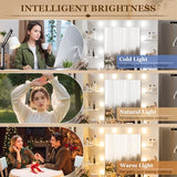 Furmax Make up Vanity Desk with Mirror and Power Outlet, Vanity with 3 Color Light Options Adjustable Brightness,Vanity Desk with 2 Drawers, 6 Storage Shelves (White, No Bench) Furmax