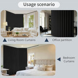 Sovtfides Blackout Curtains, Black 1 Panel W105 x L84in, with Ceiling Curtain Track Black 9.84ft, Thermal Insulated Sliding Door Room Divider Sovtfides
