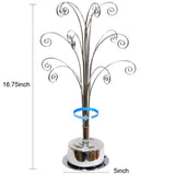 HOHIYA Ornament Tree Display Stand Rotating Holder Hanger 16.75 Inch Wire Hook Hanging Metal for Christmas Swarovski Crystal Glass Decorations Gift Taiwan Made Silver HOHIYA