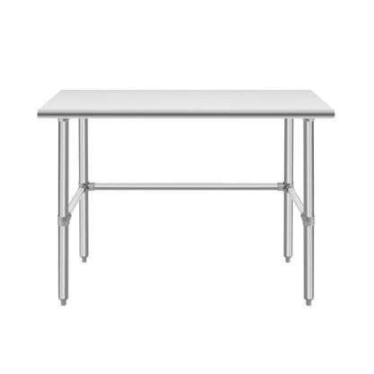 Hally Open Base Stainless Steel Table 24 x 48 Inches, NSF Commercial Heavy Duty Prep & Work Table with Galvanized Legs for Restaurant, Home and Hotel - WoodArtSupply