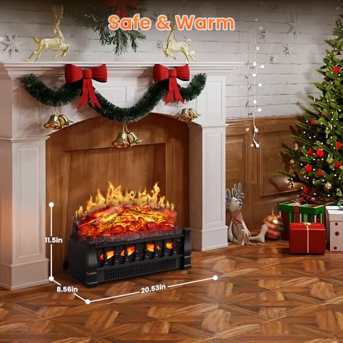ZAFRO 21" Electric Fireplace Insert — Realistic 3D Flame, 750W/1500W Heat, Remote Control, Timer & Safe Overheat Protection for Home or Office ZAFRO