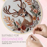 Huacan 1pc Stitched Deer with Floral Embroidery Kit - Handmade Craft Set for Creative Hobby & Unique Gift