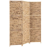 MyGift Handwoven Seagrass 3 Panel Room Divider Screen with Wood Frame, 6FT Folding Partition Room Divider, Brown 57.25''W x 70''H MyGift