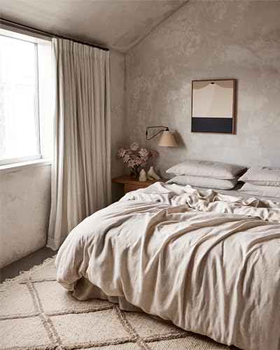 Bed Threads - Linen Fitted Sheet - 100% French Flax Linen - 170 GSM - Luxury & Eco-Friendly - Breathable, Durable & Soft - Single Fitted Sheet Only - Machine Washable - Twin XL - Oatmeal Bed Threads