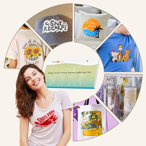 HTVRONT Heat Press Accessories for 10" X 10" Heat Press Machine, Include 3 HTV Vinyl & 150 Sublimation Paper, 20 Heat Transfer Paper, Heat Press Mat, Teflon Sheet, Heat Resistant Tape, Weeding Tools HTVRONT