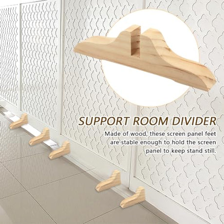 CALIDAKA 4pcs Folding Room Divider Stand,Wooden Room Divider Stand with Screws,Room Divider Screen Holder Feet Partition,Folding Privacy Screen Holder for Hotel Home Office(Color:Wood Color) CALIDAKA