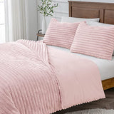 BEDELITE Fleece Queen Comforter Set -Super Soft & Warm Fluffy Pink Bedding, Luxury Fuzzy Heavy Bed Set for Winter with 2 Pillow Cases BEDELITE