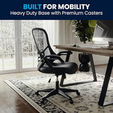 Flash Furniture Porter High Back Black Mesh Ergonomic Swivel Office Chair with Black Frame and Flip-up Arms Flash Furniture