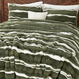 Wonderful 3 Pieces Fluffy Faux Rabbit Fur Comforter Set King Size, Dark Green Plush Fuzzy Bedding Set, Animal Stripes Design Warm Soft Comforter Bedding Set for All Season,104"x94" Wonderful