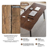 Sihtengxxhongs Modern Simple Style 55" Standing Desk Study Computer Desk - Black Metal Frame, Solid Wood Planks, for Home Office Bedroom Sihtengxxhongs