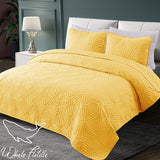 Whale Flotilla Soft Queen Size Quilt Set for All Seasons, 3-Piece Ultrasonic Geometric Quilts Bedding Set, Lightweight Reversible Bedspread, Coverlet, Bed Cover with 2 Pillow Shams, Yellow Whale Flotilla