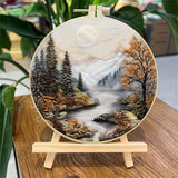 SCECALA 4 Pack Embroidery Kit for Beginners - Nature Landscape Beginner Embroidery Kit for Adults with Embroidery Pattern, Hoop, Complete Supplies DIY Craft for Adults Sewing Hobby, 1pc Hoops