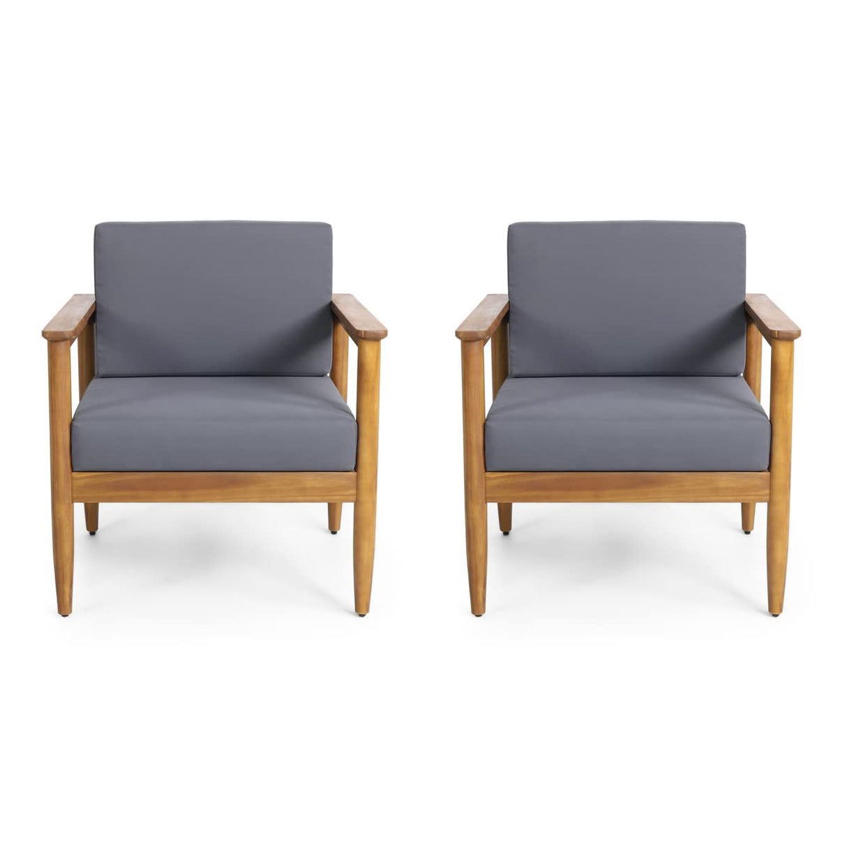 Christopher Knight Home Eudora Outdoor Acacia Wood Club Chair (Set of 2), Teak and Dark Gray Christopher Knight Home