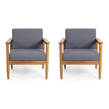 Christopher Knight Home Eudora Outdoor Acacia Wood Club Chair (Set of 2), Teak and Dark Gray Christopher Knight Home