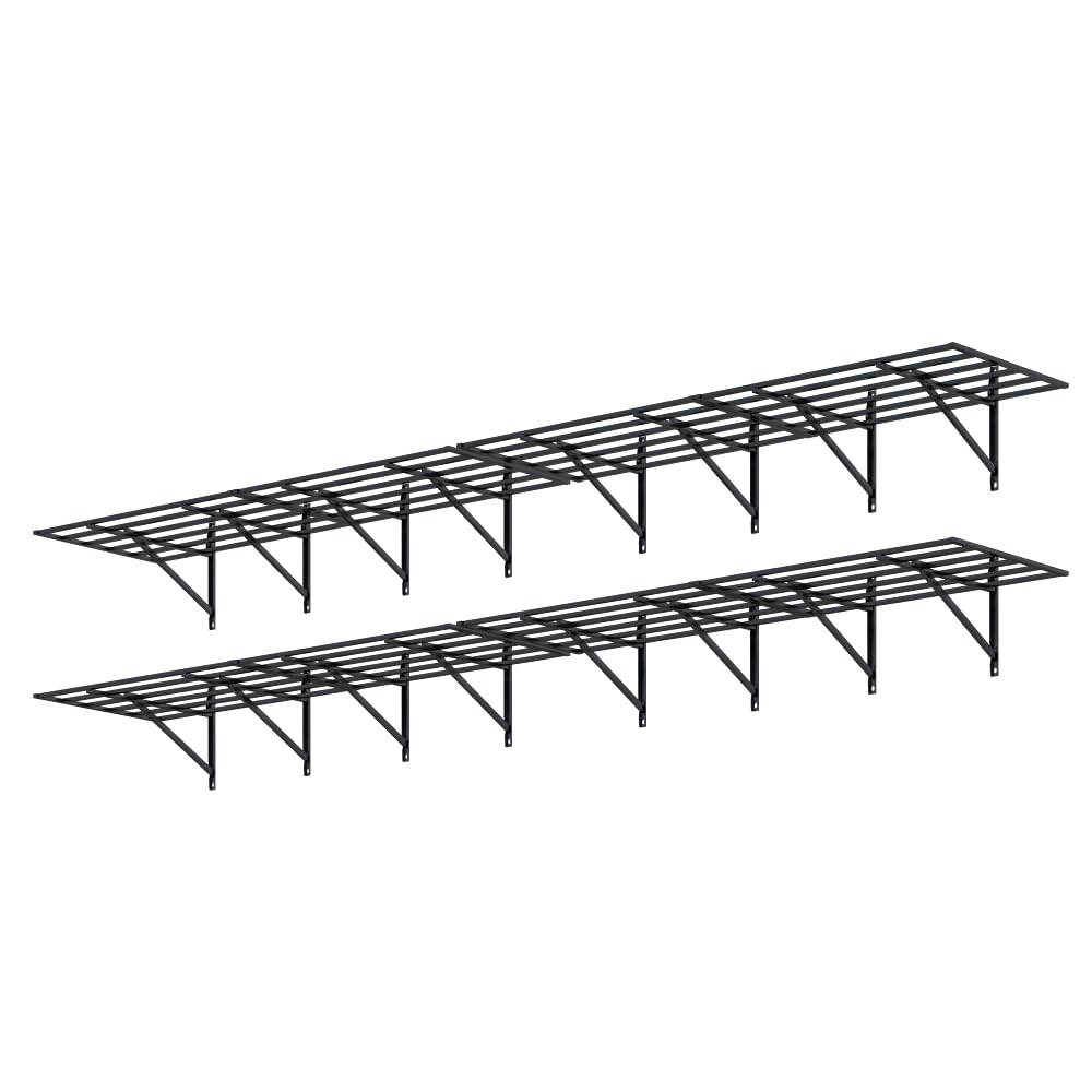 FLEXIMOUNTS 2x6ft Heavy Duty Garage Storage Shelving, 3200lbs Weight Capacity, 4-Pack Wall Organization System, 24-inch-by-75-inch Rack Floating Shelves FLEXIMOUNTS